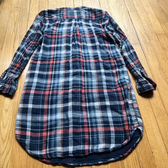 Velvet By Graham & Spencer Size S Blue Red Gabrielle Plaid Tunic Shirt Dress - Picture 16 of 16